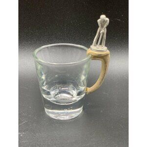 Vintage Shot Glass Golf Man Silver And Gold Plated Libbey